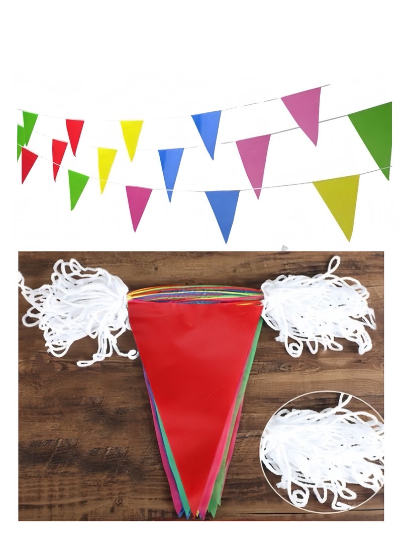 Lee Yon 100M Bunting Banner, Multicolor Flag Banners with 150 pcs Triangle Flags, Nylon Fabric Bunting Banners for Birthday, Wedding, Outdoor, Indoor Activity, Party Decoration Home Decorations  - Image 2