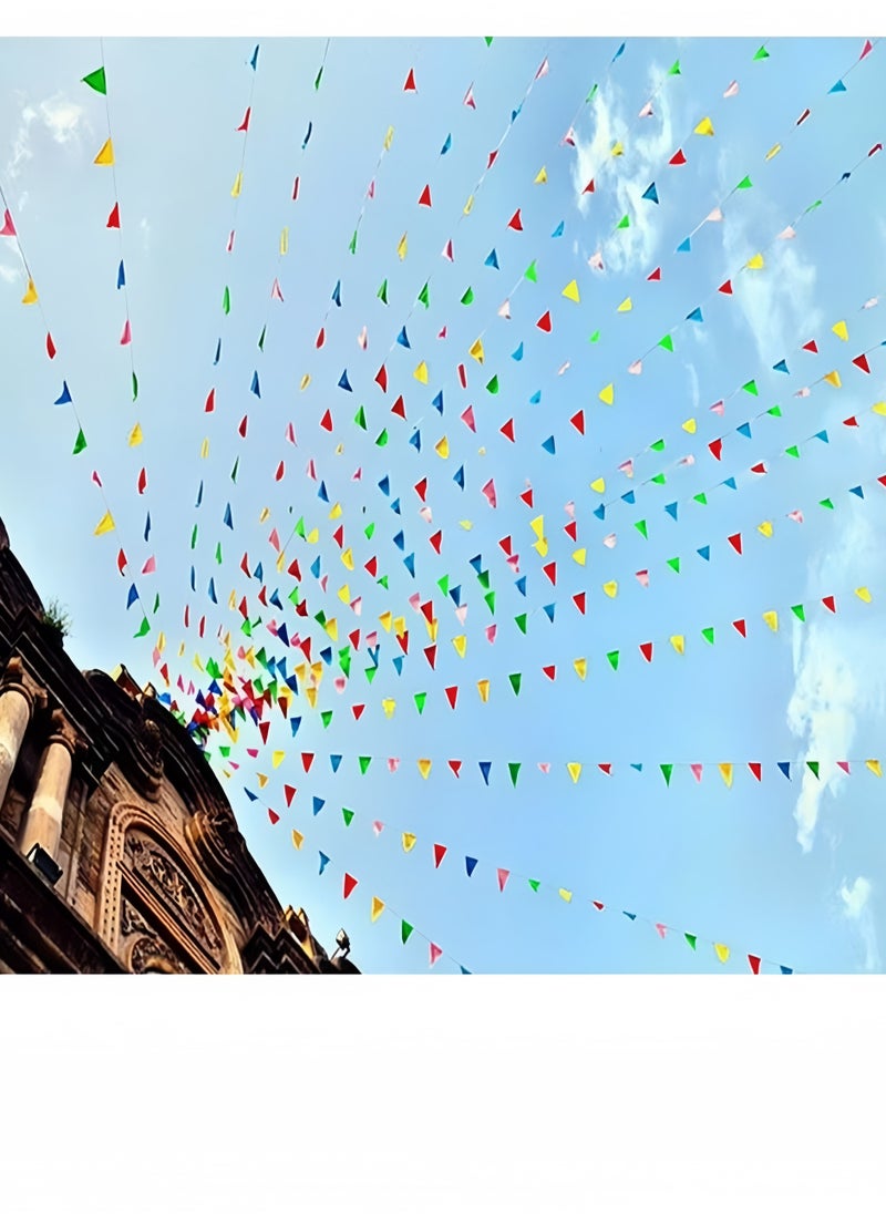 Lee Yon 100M Bunting Banner, Multicolor Flag Banners with 150 pcs Triangle Flags, Nylon Fabric Bunting Banners for Birthday, Wedding, Outdoor, Indoor Activity, Party Decoration Home Decorations  - Image 3
