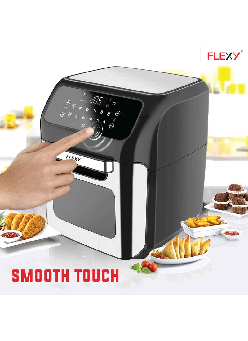 Air Fryer 12L 1800W Digital With Touch Controls And Clear Window Includes 10 Presets 6 Accessories For Roasting Baking Dehydrating Reheating