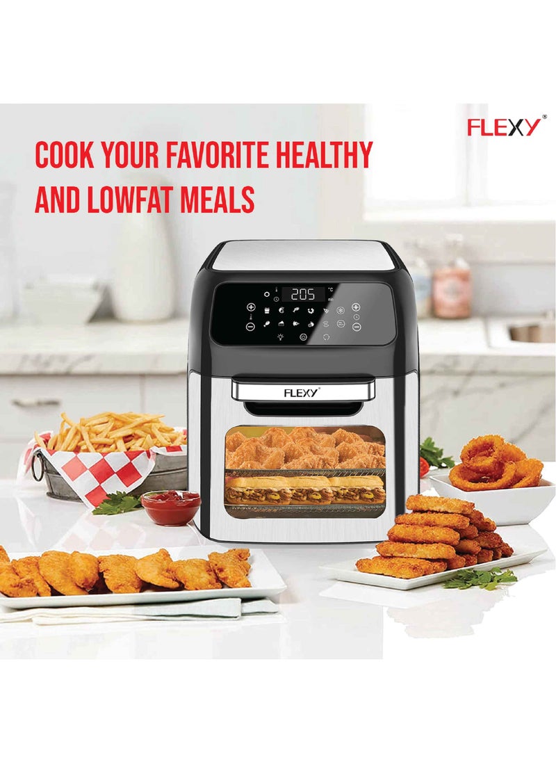 Air Fryer 12L 1800W Digital With Touch Controls And Clear Window Includes 10 Presets 6 Accessories For Roasting Baking Dehydrating Reheating
