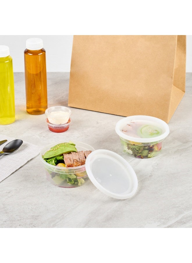 Restaurantware Asporto 12 Ounce To Go Boxes, 100 Microwavable Round Soup Containers - Clear Plastic Lids Included, Do Not Contain BPA, Clear Plastic Soup Containers, Disposable  - Image 4