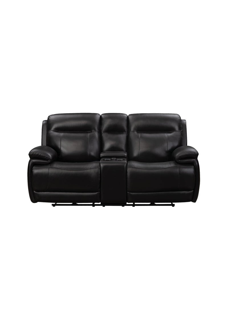 KING KOIL Shelby Power Loveseat with Console, Leather Jet Black - Image 2