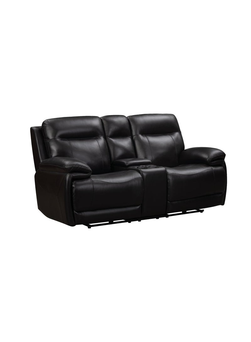 KING KOIL Shelby Power Loveseat with Console, Leather Jet Black - Image 3