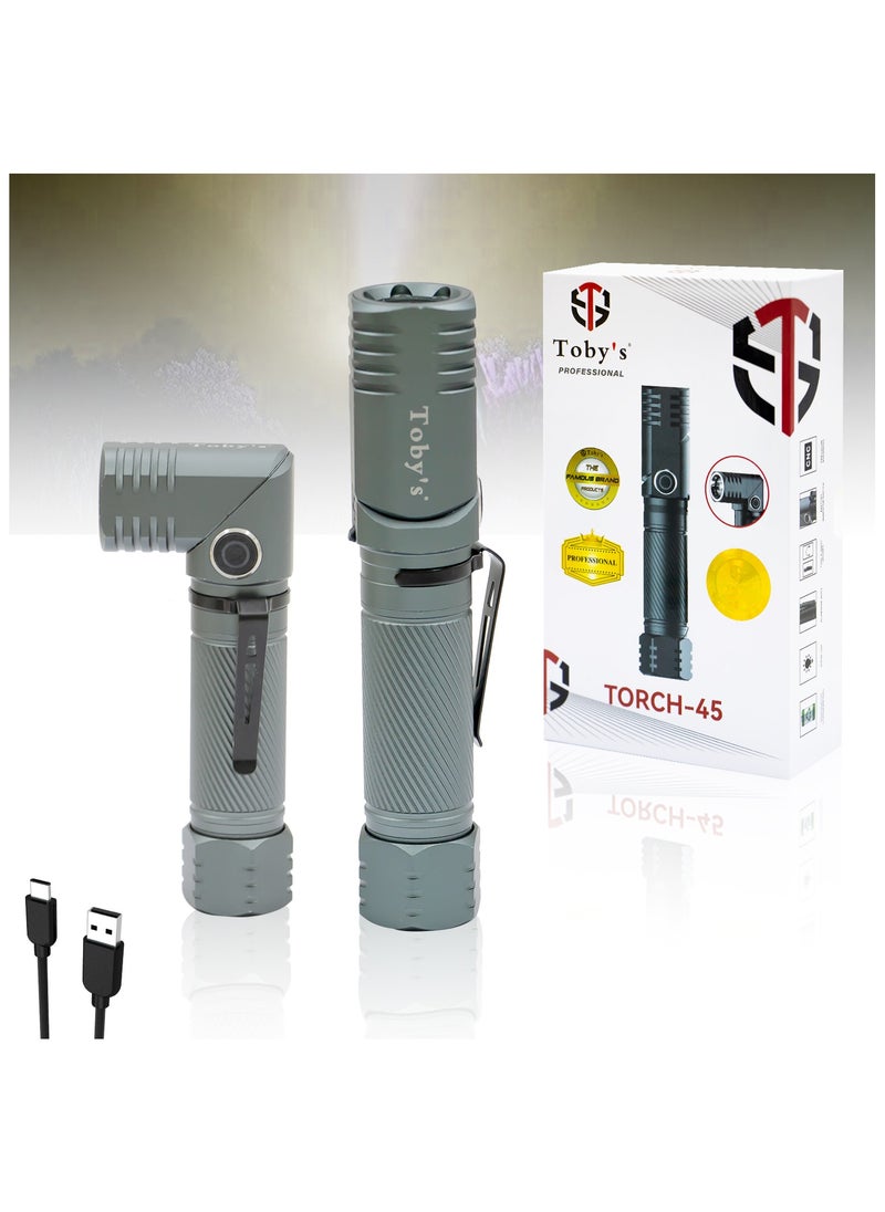 Toby's Toby's Torch -45 Rechargeable LED Bright powerful Torch Light- High strength Aluminum Alloy and long Lasting battery life  - Image 1