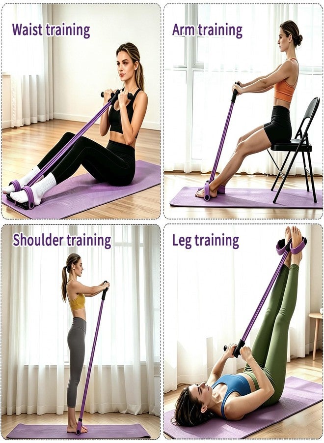 Kammoy 6-Tubes Tension Rope, Multifunction Elastic Yoga Pedal Puller Resistance Band, Natural Latex Tension Rope Fitness Equipment, for Abdomen, Waist, Arm, Leg Stretching Slimming Training (Purple) - Image 4