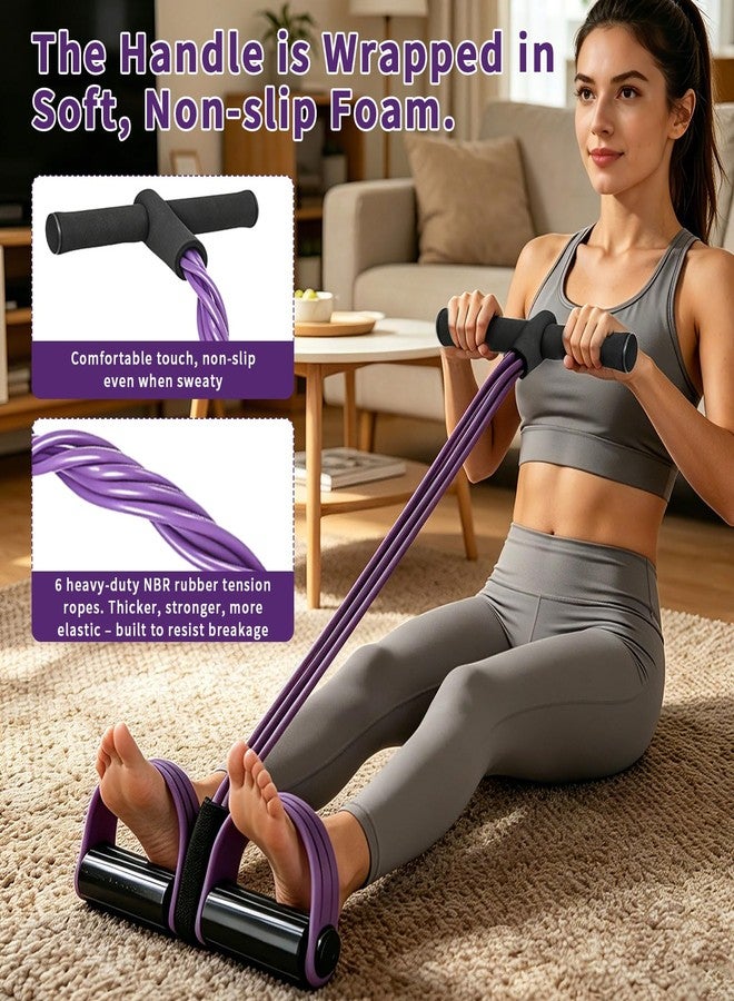 Kammoy 6-Tubes Tension Rope, Multifunction Elastic Yoga Pedal Puller Resistance Band, Natural Latex Tension Rope Fitness Equipment, for Abdomen, Waist, Arm, Leg Stretching Slimming Training (Purple) - Image 3