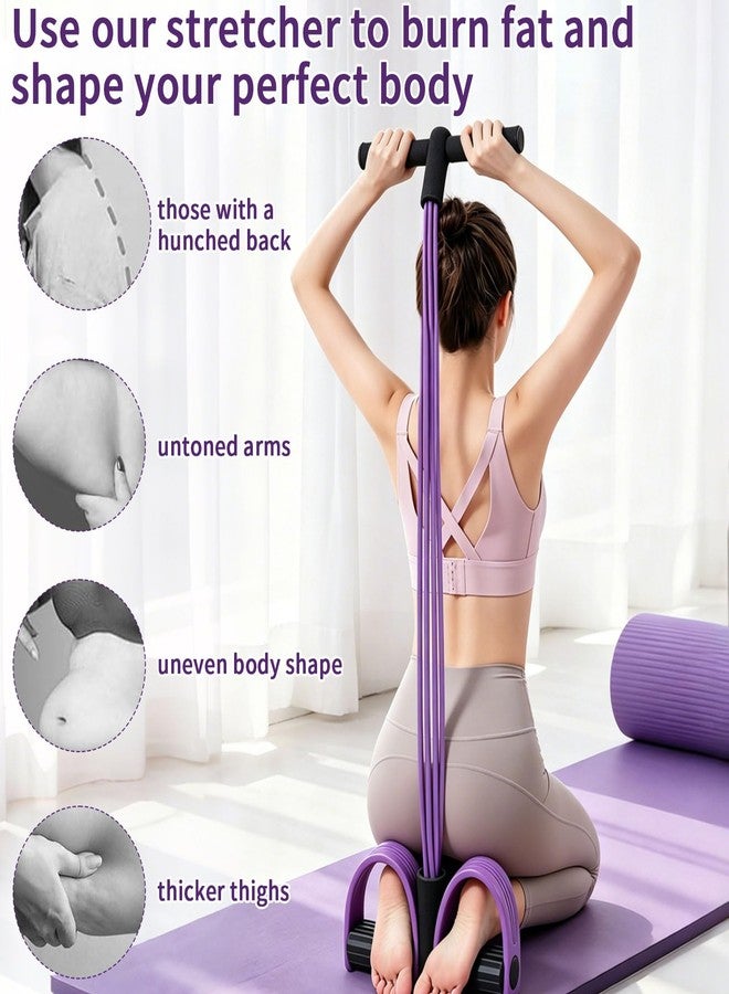 Kammoy 6-Tubes Tension Rope, Multifunction Elastic Yoga Pedal Puller Resistance Band, Natural Latex Tension Rope Fitness Equipment, for Abdomen, Waist, Arm, Leg Stretching Slimming Training (Purple) - Image 5