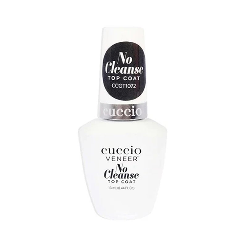 Cuccio No Cleanse Top Coat Nail Polish – High Gloss Shine, UV/LED Compatible, Chip-Resistant for Long-Lasting Manicures, 0.44 Fluid Ounce