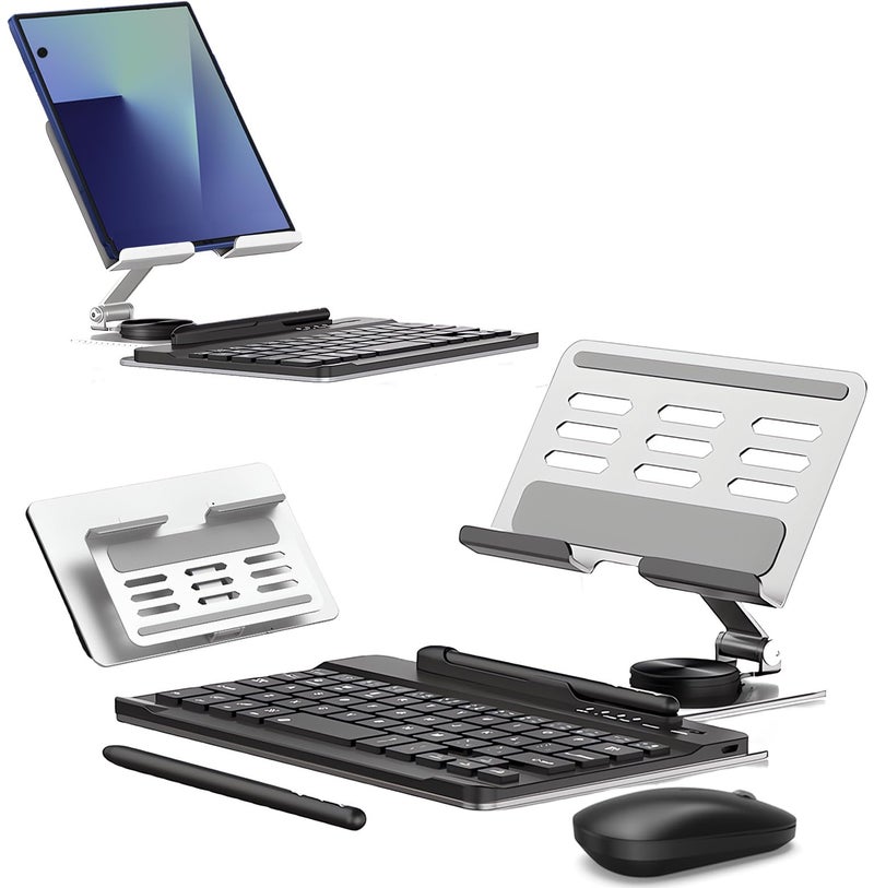 voppton for Samsung Galaxy Z Fold 7 6 5 4 Trifold Stand and Keyboard Mouse Portable Mini Bluetooth Keyboard Foldable Adjustable Aluminum Alloy Stand Holder for Desk with Wireless Mouse and Pen - Image 2