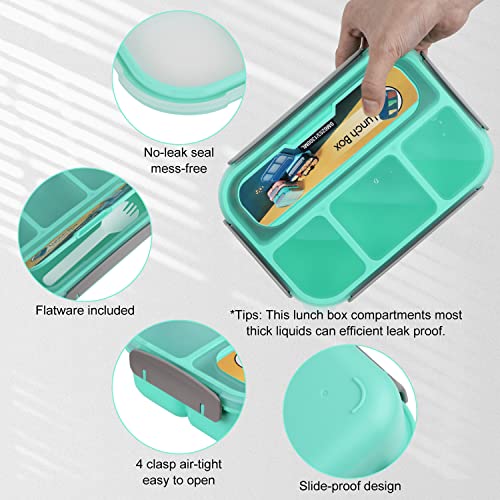 MaMix Bento Lunch Box Adult Lunch Box, Lunch Box Kids, Lunch Containers for Adults/Kids/Students,1300ML-4 Compartment Bento Lunch Box (green) - Image 3