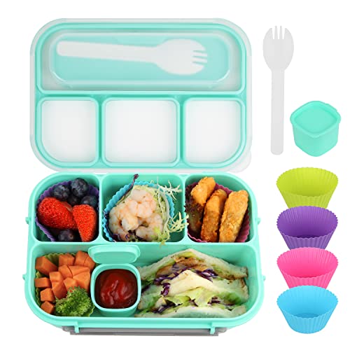 MaMix Bento Lunch Box Adult Lunch Box, Lunch Box Kids, Lunch Containers for Adults/Kids/Students,1300ML-4 Compartment Bento Lunch Box (green) - Image 1