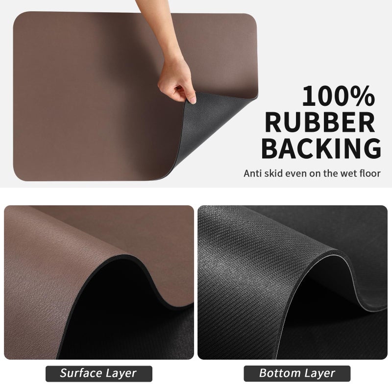 HotLive Dish Drying Mat for Kitchen Counter, Heat Resistant Drainer Mats with Non-slip Rubber Backed, Hide Stain Kitchen Super Absorbent Draining Mat, Easy to Clean Dish Rack Pad, Brown 16"x18" - Image 5