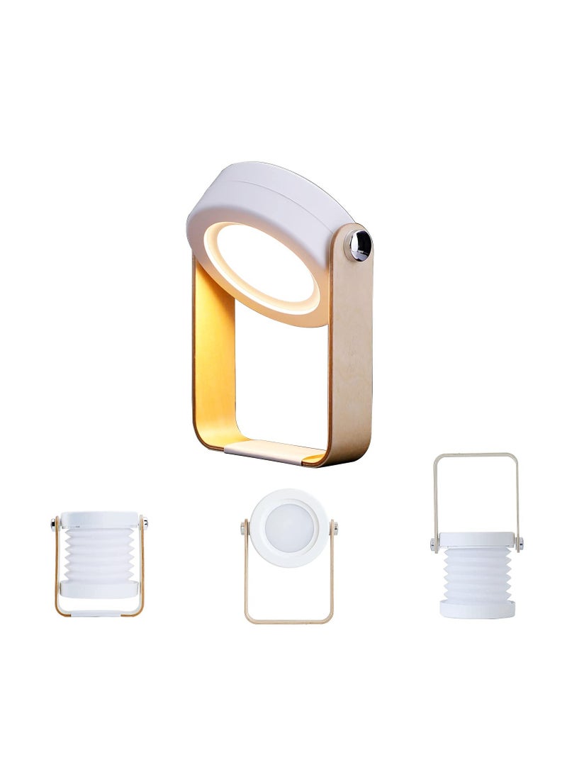 Excefore - Touch Night Light Lamp, USB Rechargeable Desk Lights, 360° Rotatable Portable Foldable Lantern Lamp LED Light for Reading, Camping and Bedroom(Wood) - Image 1