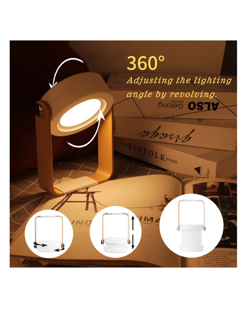 Excefore - Touch Night Light Lamp, USB Rechargeable Desk Lights, 360° Rotatable Portable Foldable Lantern Lamp LED Light for Reading, Camping and Bedroom(Wood) - Image 1