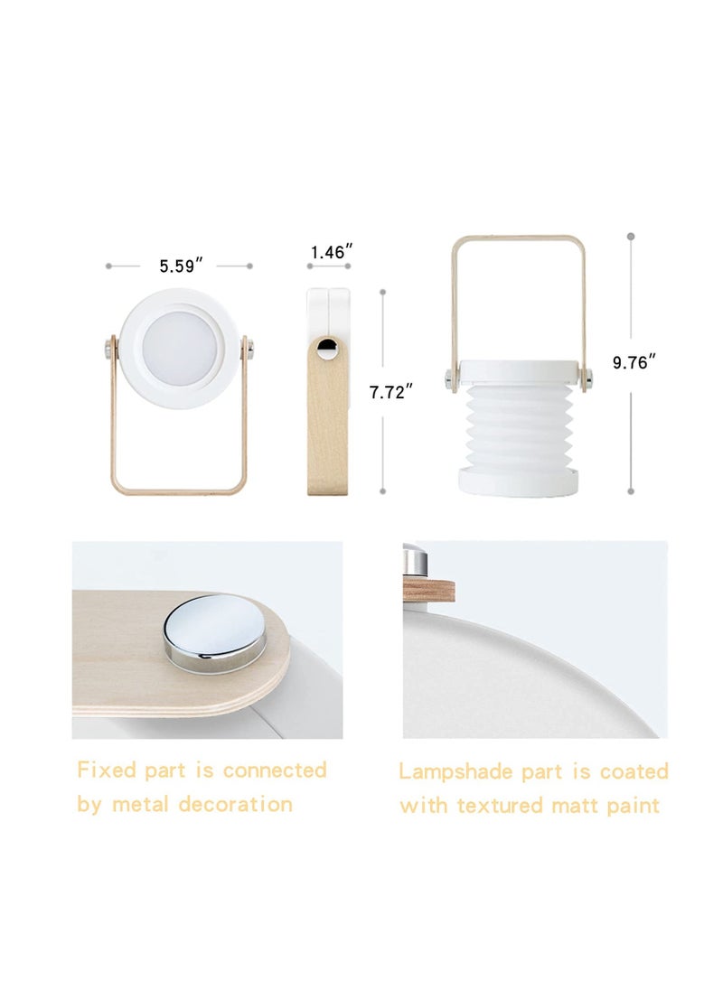 Excefore - Touch Night Light Lamp, USB Rechargeable Desk Lights, 360° Rotatable Portable Foldable Lantern Lamp LED Light for Reading, Camping and Bedroom(Wood) - Image 1
