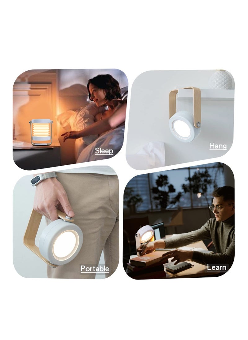 Excefore - Touch Night Light Lamp, USB Rechargeable Desk Lights, 360° Rotatable Portable Foldable Lantern Lamp LED Light for Reading, Camping and Bedroom(Wood) - Image 1