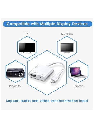 MFi Certified Lightning Digital AV Adapter iPhone HDMI Adapter to TV HDMI Cable Connector 1080P Sync Screen to TV/HDTV/Monitor/Projector Compatible with iPhone iPad - view 2
