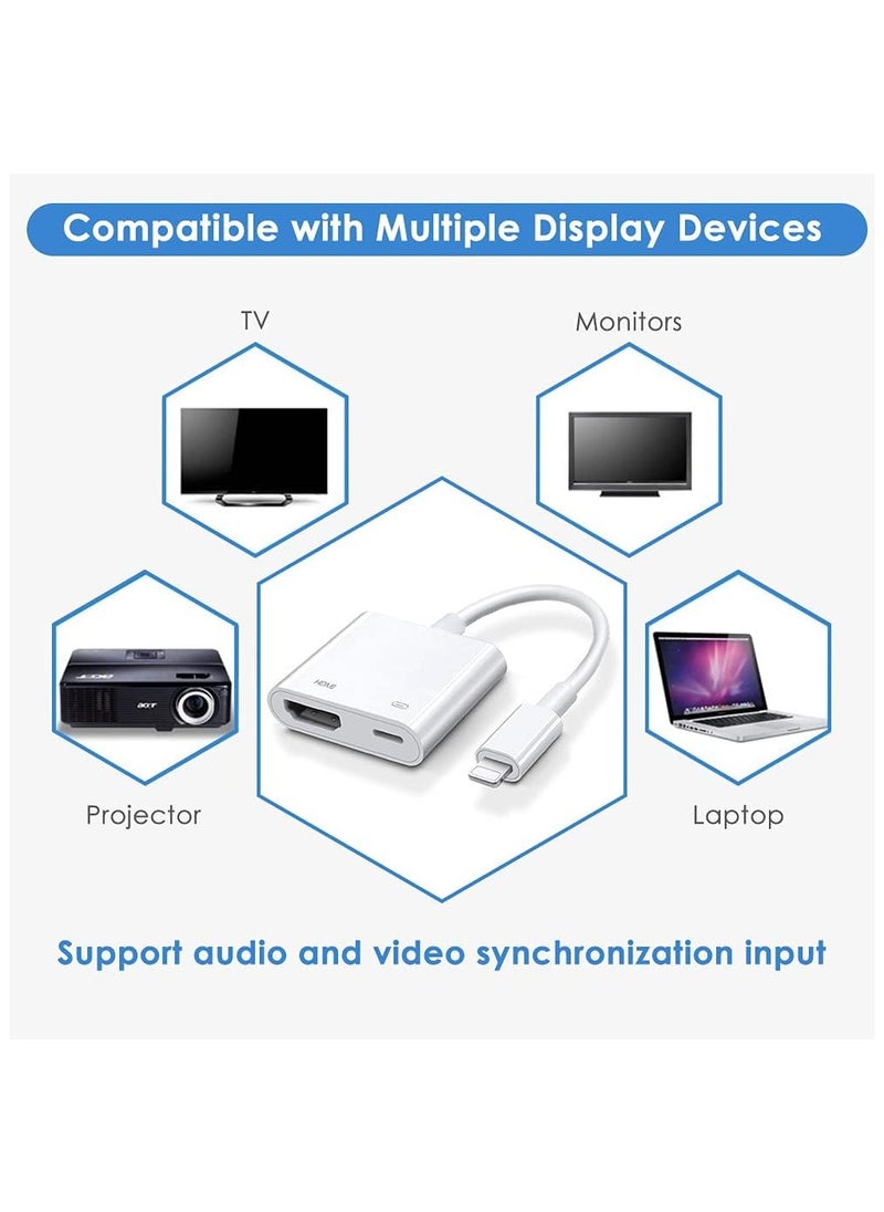 General - MFi Certified Lightning Digital AV Adapter iPhone HDMI Adapter to TV HDMI Cable Connector 1080P Sync Screen to TV/HDTV/Monitor/Projector Compatible with iPhone iPad - Image 1