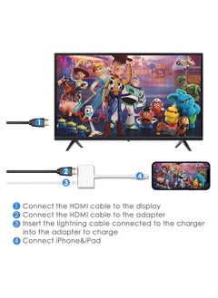 جنرال محول MFi المعتمد بتقنية Lightning Digital AV، محول HDMI لهواتف iPhone لتوصيله بالتلفاز عبر كابل HDMI، يدعم دقة 1080P لمزامنة الشاشة مع التلفاز أو HDTV أو الشاشة أو جهاز العرض، متوافق مع أجهزة iPhone وiPad.  - Image 3