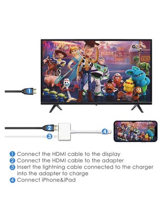 MFi Certified Lightning Digital AV Adapter iPhone HDMI Adapter to TV HDMI Cable Connector 1080P Sync Screen to TV/HDTV/Monitor/Projector Compatible with iPhone iPad - view 3