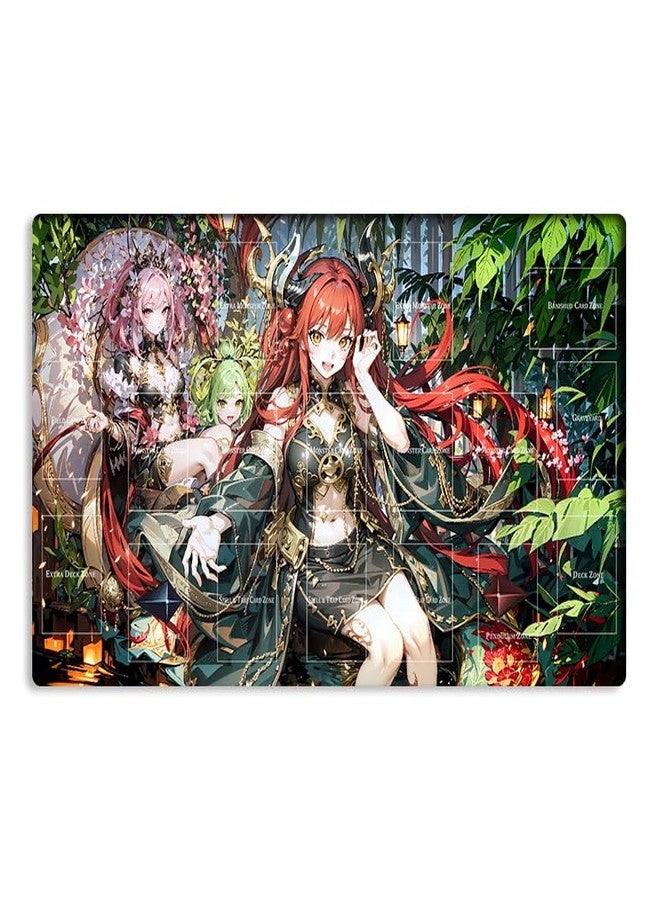 Mlikemat New Mlikemat Playmat Traptrix Girls TCG CCG OCG Trading Card Game Mat with Zones + Free Bag (ZD039-045-A) - Image 1