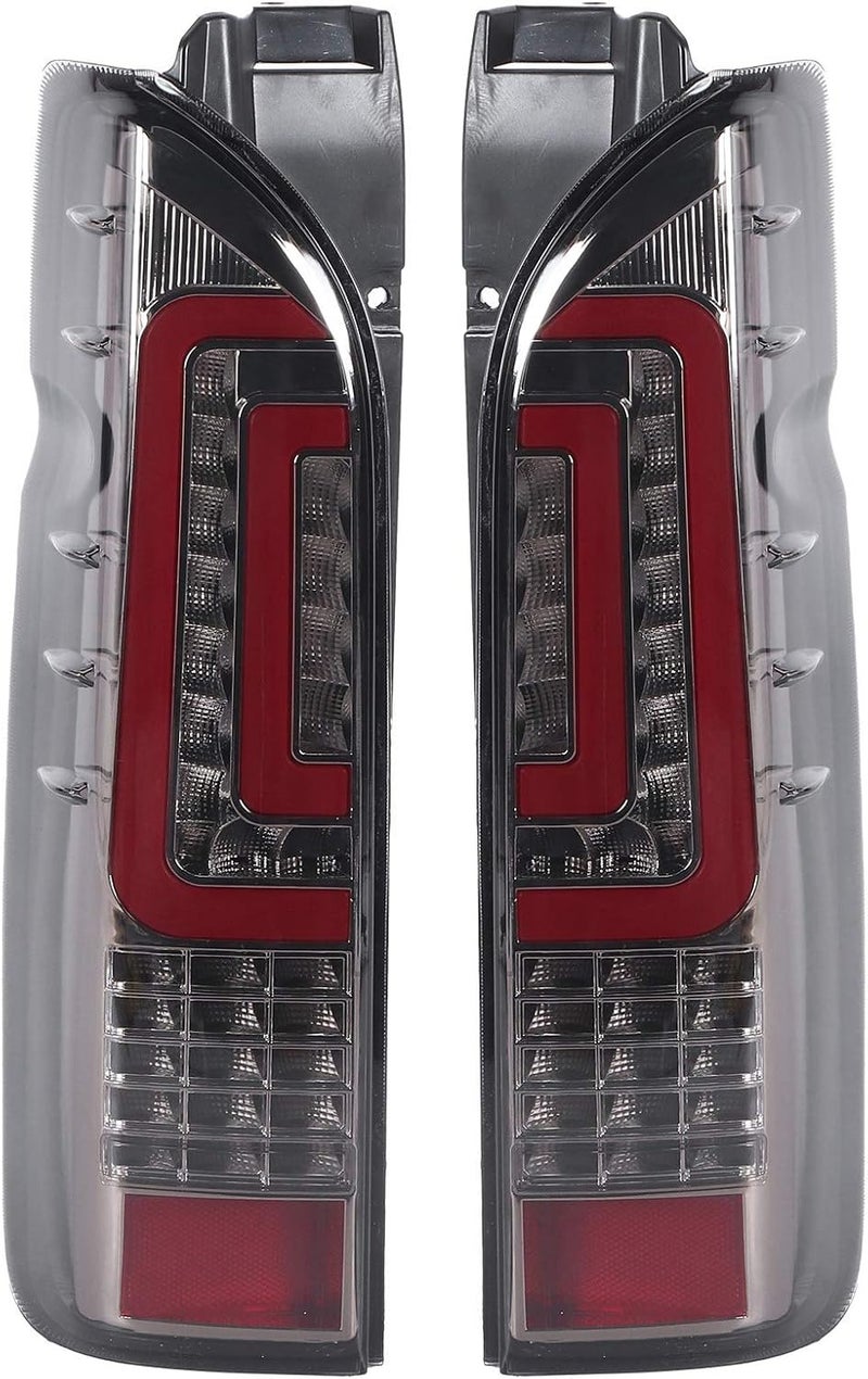 woobles Tail Lamp Assembly, Pair LED Taillights Assembly Quadrate Tail Lamp Fit for Hiace 200 Commuter Van 2005-2017 (Smoked) Smoked - Image 1