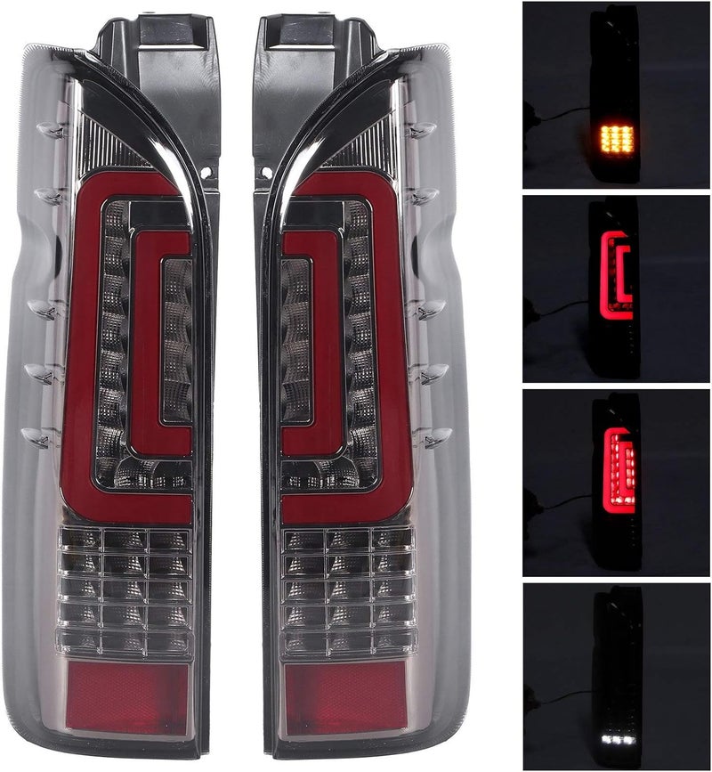 woobles Tail Lamp Assembly, Pair LED Taillights Assembly Quadrate Tail Lamp Fit for Hiace 200 Commuter Van 2005-2017 (Smoked) Smoked - Image 3