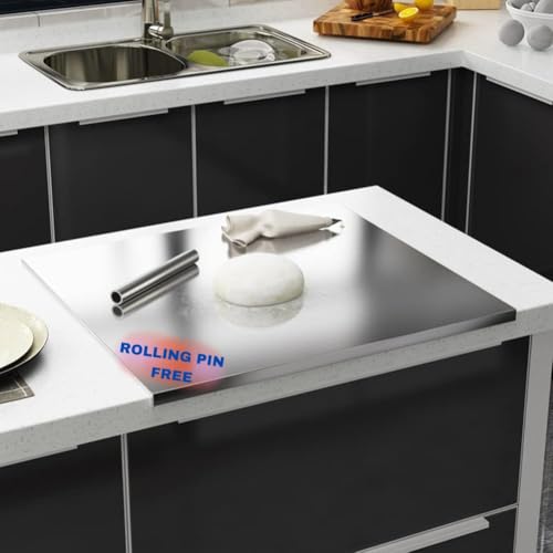 Halsey Homes Stainless Steel Counter Top Board for Kitchen | Worktop Platform | Round Edge | for Cutting - Chopping Vegetables Meat Fish Fruits (Counter TOP XLarge (45x60) CM) - Image 1