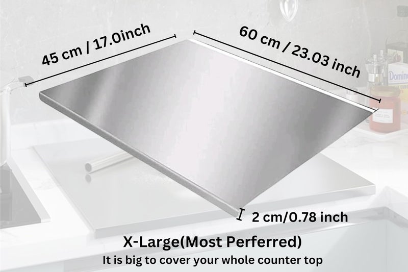 Halsey Homes Stainless Steel Counter Top Board for Kitchen | Worktop Platform | Round Edge | for Cutting - Chopping Vegetables Meat Fish Fruits (Counter TOP XLarge (45x60) CM) - Image 2
