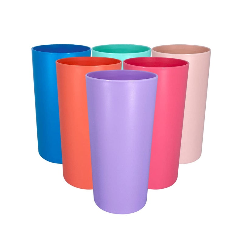 Yalin 26 ounce Plastic TumblersLarge Drinking GlassesParty CupsIced Tea GlassesUnbreakable Dishwasher Safe BPA Freeset of 6 in 6 Assorted Colors