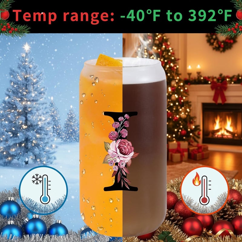 Wulcea Monogrammed Glass Drinking Cup With Lid Straw Women Thank you Appreciation Gratitude Gifts Female Teacher End of Year School Bus Driver Nurse Pastor Team Mom Coach Crossing Guard Scout Leader Doctor,I - Image 3