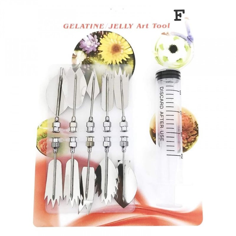EDBIRET 3D Jelly Art Pudding Flower Cake Decorating Mold Cake Decore Jelly Decore Art Tools Stainless Steel Flowers Leaves 3D JellyArtTools PuddingNozzle Cake Needles Gelatin Tools F - Image 1
