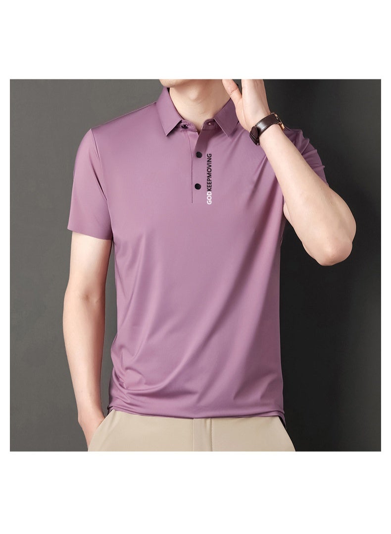 Casual Summer Straight Leg T-Shirt Short Sleeve Turn-down Collar Polo Shirt for Middle-aged Men Business Commuting - Image 2