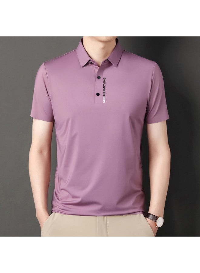 Casual Summer Straight Leg T-Shirt Short Sleeve Turn-down Collar Polo Shirt for Middle-aged Men Business Commuting - Image 1