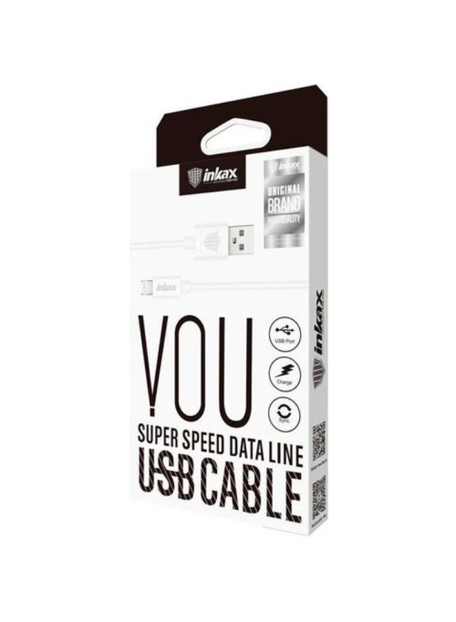 INKAX 8-Pin Lightning to USB Speed Data Cable, 1m, White, for iPhone & iPad - Image 2