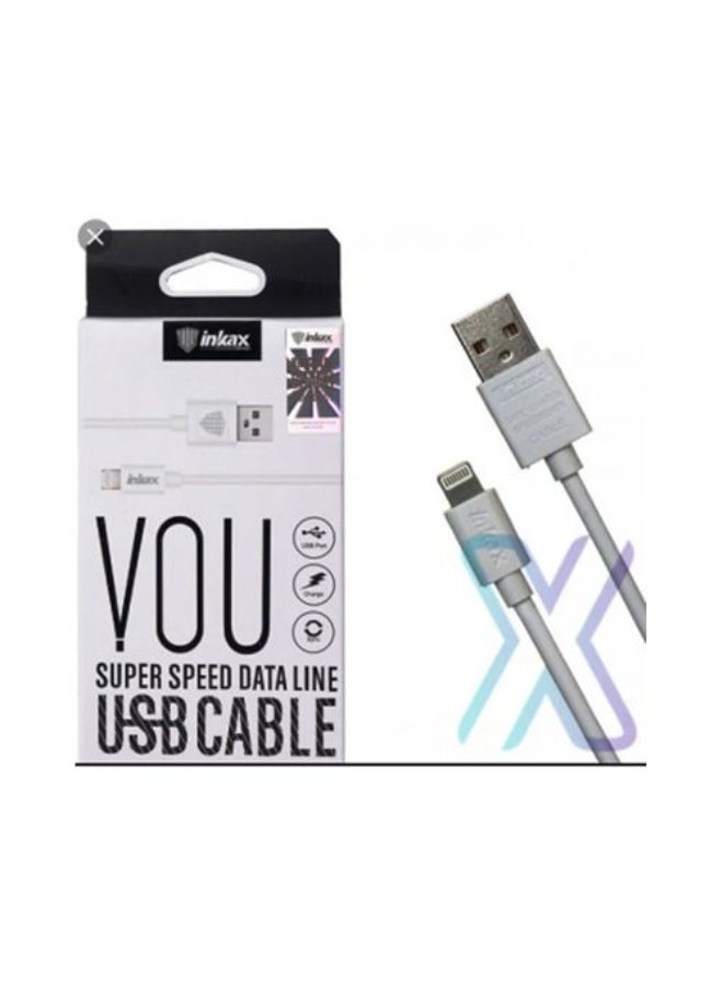 INKAX 8-Pin Lightning to USB Speed Data Cable, 1m, White, for iPhone & iPad - Image 3