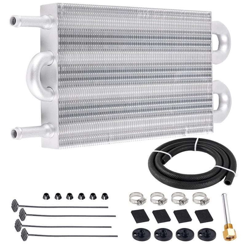 BARTOO Universal 516 Transmission Oil Cooler Kit Aluminium alloy 4 Pass Tube and Fin Oil Cooler KitSliver
