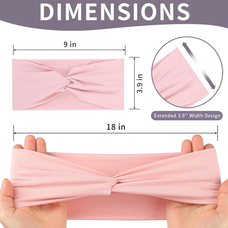 Panleding 12 Pcs Stretchy Headbands for Women, Absorbed Sport Headband Soft Twist Knotted Hairbands for Daily Life Yoga Workout(Light yellow/Pink/Blue/Green) - Image 2