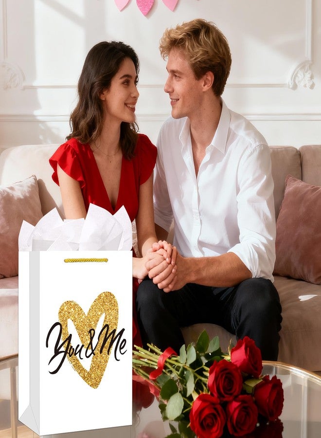 D4DREAM Valentines Gift Bag - 13'' You and Me Anniversary Paper Gift Bag with Tissue Paper for Women Men Boyfriend Girlfriend - Valentines Gift for Him Her Weddings Engagements Bridal Showers - Image 3