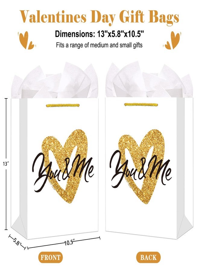 D4DREAM Valentines Gift Bag - 13'' You and Me Anniversary Paper Gift Bag with Tissue Paper for Women Men Boyfriend Girlfriend - Valentines Gift for Him Her Weddings Engagements Bridal Showers - Image 4