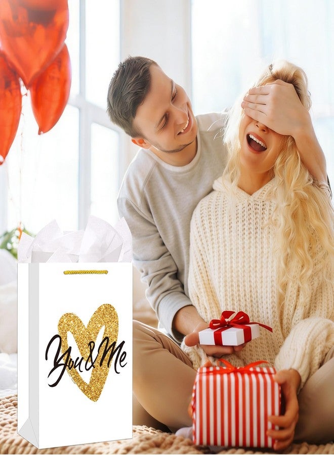 D4DREAM Valentines Gift Bag - 13'' You and Me Anniversary Paper Gift Bag with Tissue Paper for Women Men Boyfriend Girlfriend - Valentines Gift for Him Her Weddings Engagements Bridal Showers - Image 2