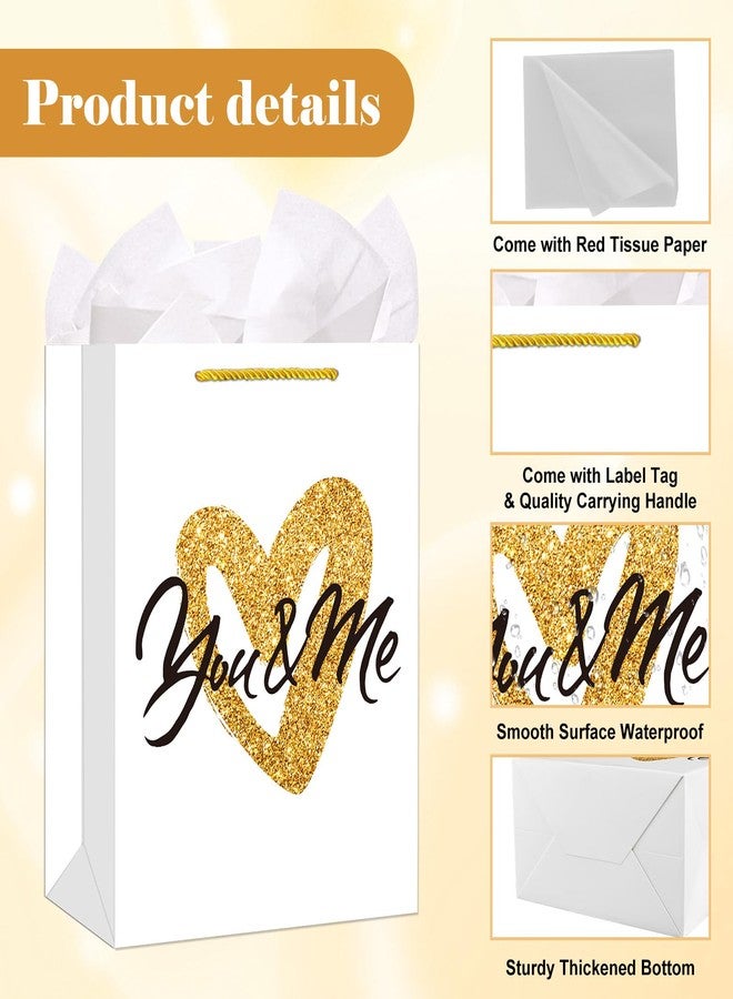 D4DREAM Valentines Gift Bag - 13'' You and Me Anniversary Paper Gift Bag with Tissue Paper for Women Men Boyfriend Girlfriend - Valentines Gift for Him Her Weddings Engagements Bridal Showers - Image 5