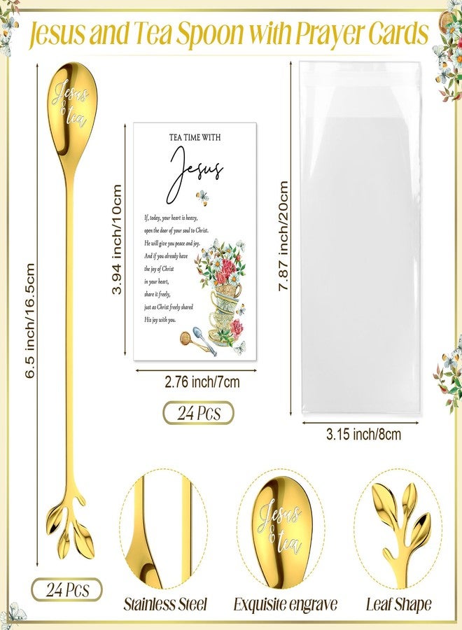 Skybooly 72pcs/24 Sets Tea Party Favors for Women Jesus Teaspoons Glass Jar with Prayer Cards 6.5" Coffee Spoons Souvenirs, Teaspoons for Christian Tea Party Favors Church Family Reunion Gifts (Gold) - Image 2