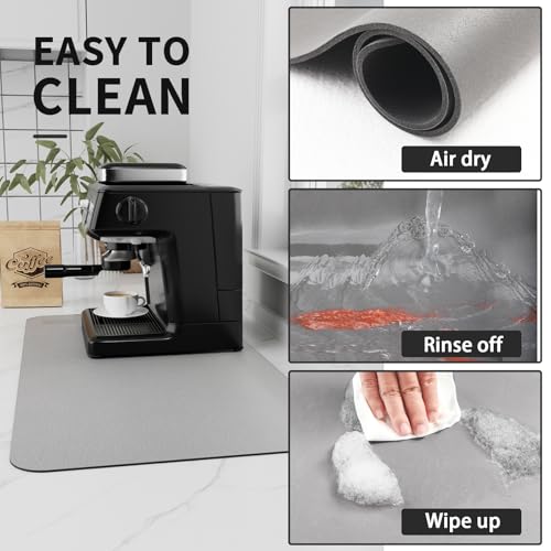 HotLive Coffee Mat - Absorbent Hide Stain Rubber Backed Dish Drying Mat for Kitchen Counter - Bar Mats for Countertops Accessories Fit Under Coffee Maker Espresso Machine - Image 4
