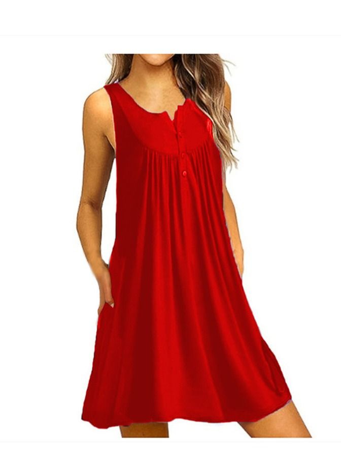 Loquat Fashion Simple Vest Casual Sleeveless Dress