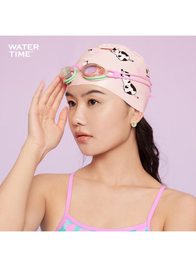 Watertime/Shuichuan Silicone Printed Swimsuit Cap For Women, Large Size For Long Hair, Adult Swimming Cap, Cute Cat Design - Image 4