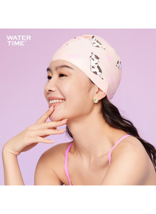 Watertime/Shuichuan Silicone Printed Swimsuit Cap For Women, Large Size For Long Hair, Adult Swimming Cap, Cute Cat Design - Image 3
