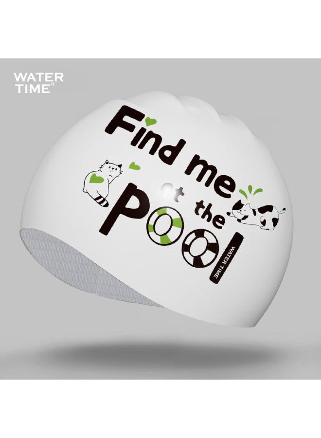 Watertime/Shuichuan Silicone Printed Swimsuit Cap For Women, Large Size For Long Hair, Adult Swimming Cap, Cute Cat Design - Image 5