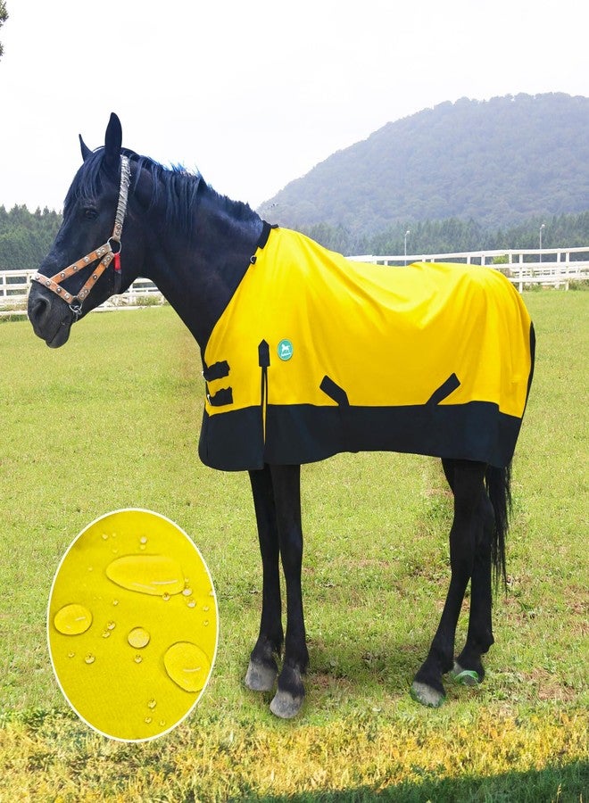 Paloura Waterproof Horse Sheet|Horse Blankets for Real Horses|Adjustable with Tail Rainy Day Choices for Horses(76", Yellow) - Image 1