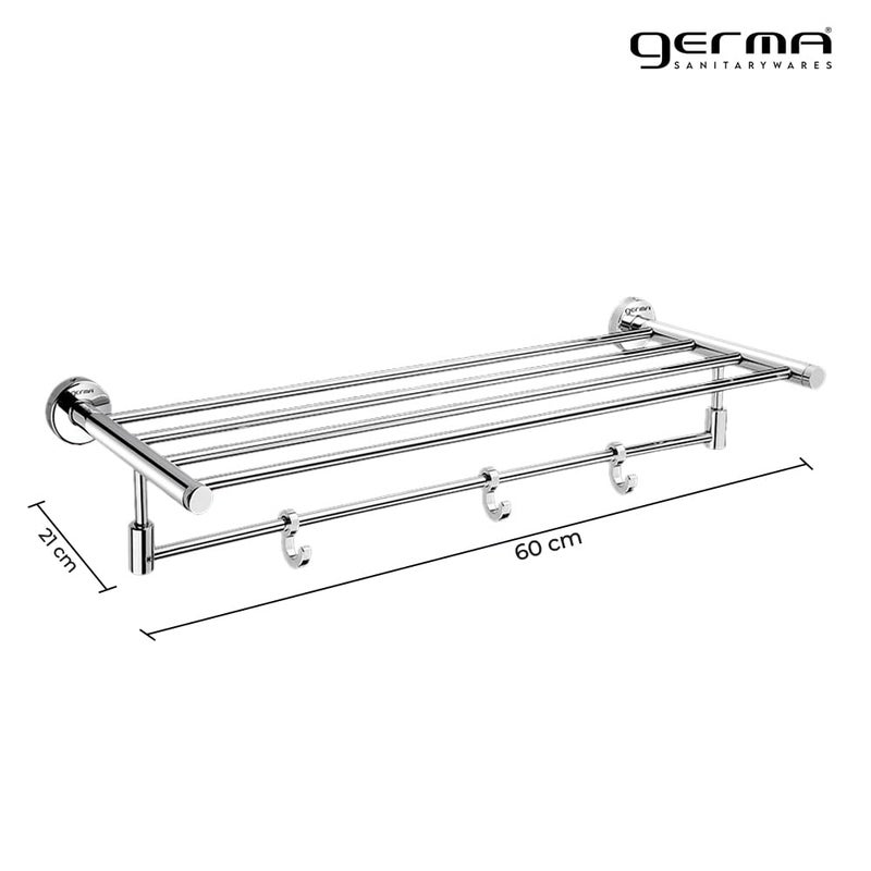 Germa Sanitarywares 304 Stainless Steel Towel Rack for Bathroom | Towel Stand for Wash Room | Towel Hanger | Towel Rack | Bathroom Accessories (Chrome) - Image 5